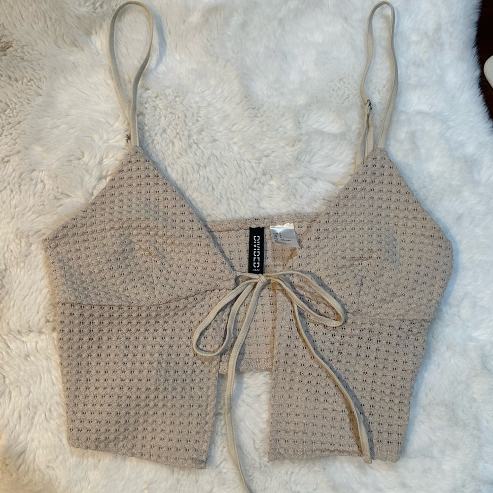 H&M Tie Front Cropped Top, Size Small